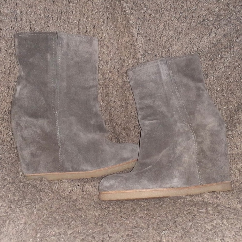 Stuart Weitzman-Hidden Wedge Bootie- Brown Suede … - image 1